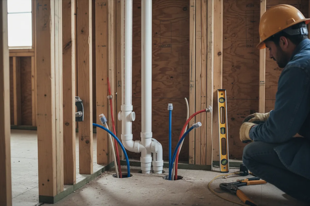 Drain and supply rough-in during Drain Cleaning in Frederica