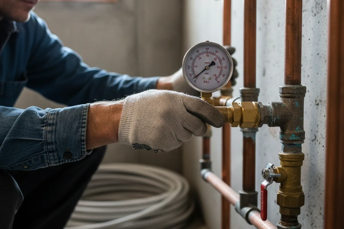 Pressure testing a repaired line during Water Line Repair in Frederica